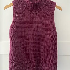 Express Burgundy Sleeveless Turtleneck Sweater